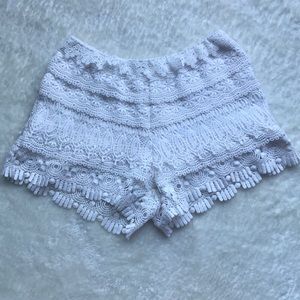 White eyelet lace shorts